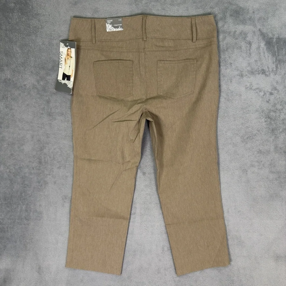 New Maurices Dress Pants Womens 11/12 Brown Smart Capri Business Casual Stretch
